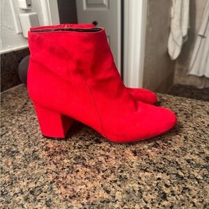 Red Suede Ankle Boots